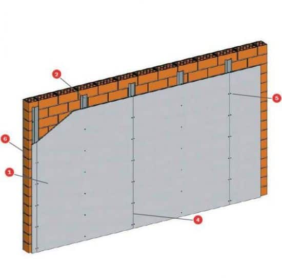 Fire Rated Wall Tecbor® A 12 EI240 wall lining on ceramic b...